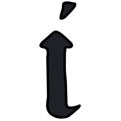 A black lowercase 'i' in a Gothic font
